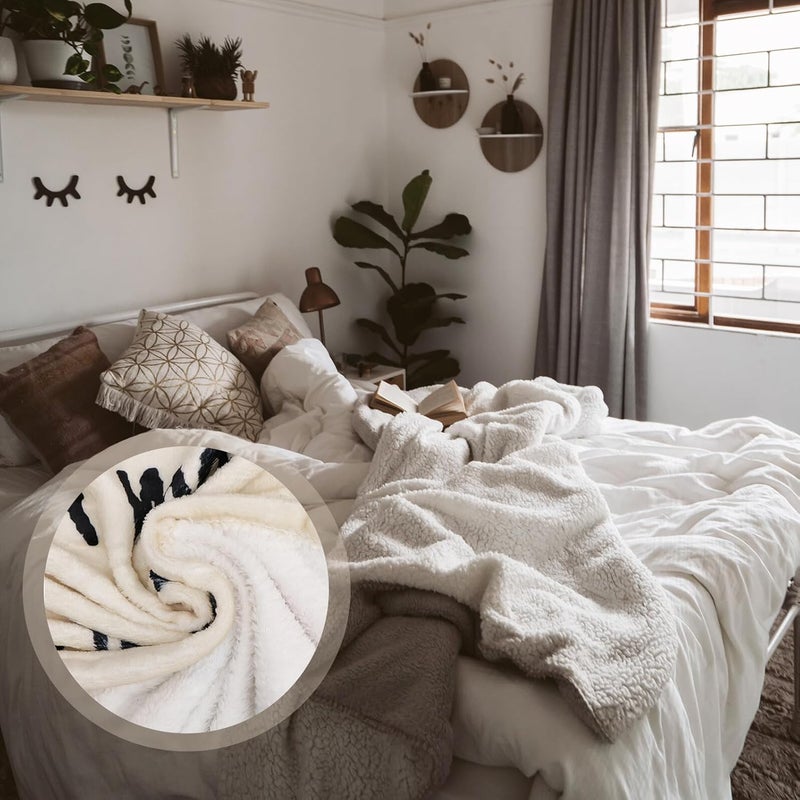 بطانية شيربا من الصوف، مقاس 150x200 سم، بطانية دافئة لفصل الشتاء، تصميم على شكل ظرف، مناسبة للاستخدام في المنزل والمكتب - Image 5