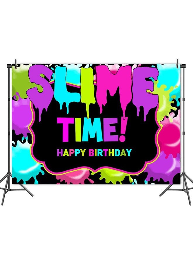 XLL It's Slime Time Theme Photography Backdrop Colorful Fiesta Happy Birthday Party Decoration Photo Background for Kids Baby Shower Newborn Cake Table Studio Props Banner 7x5ft - Image 4