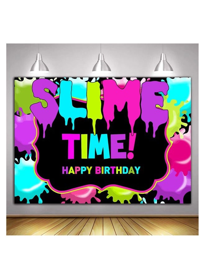XLL It's Slime Time Theme Photography Backdrop Colorful Fiesta Happy Birthday Party Decoration Photo Background for Kids Baby Shower Newborn Cake Table Studio Props Banner 7x5ft - Image 2