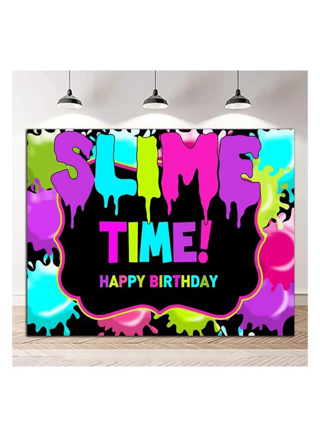 XLL It's Slime Time Theme Photography Backdrop Colorful Fiesta Happy Birthday Party Decoration Photo Background for Kids Baby Shower Newborn Cake Table Studio Props Banner 7x5ft - Image 3