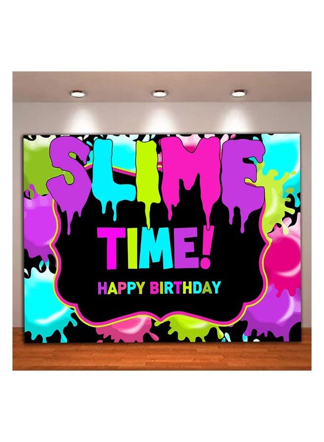 XLL It's Slime Time Theme Photography Backdrop Colorful Fiesta Happy Birthday Party Decoration Photo Background for Kids Baby Shower Newborn Cake Table Studio Props Banner 7x5ft - Image 1