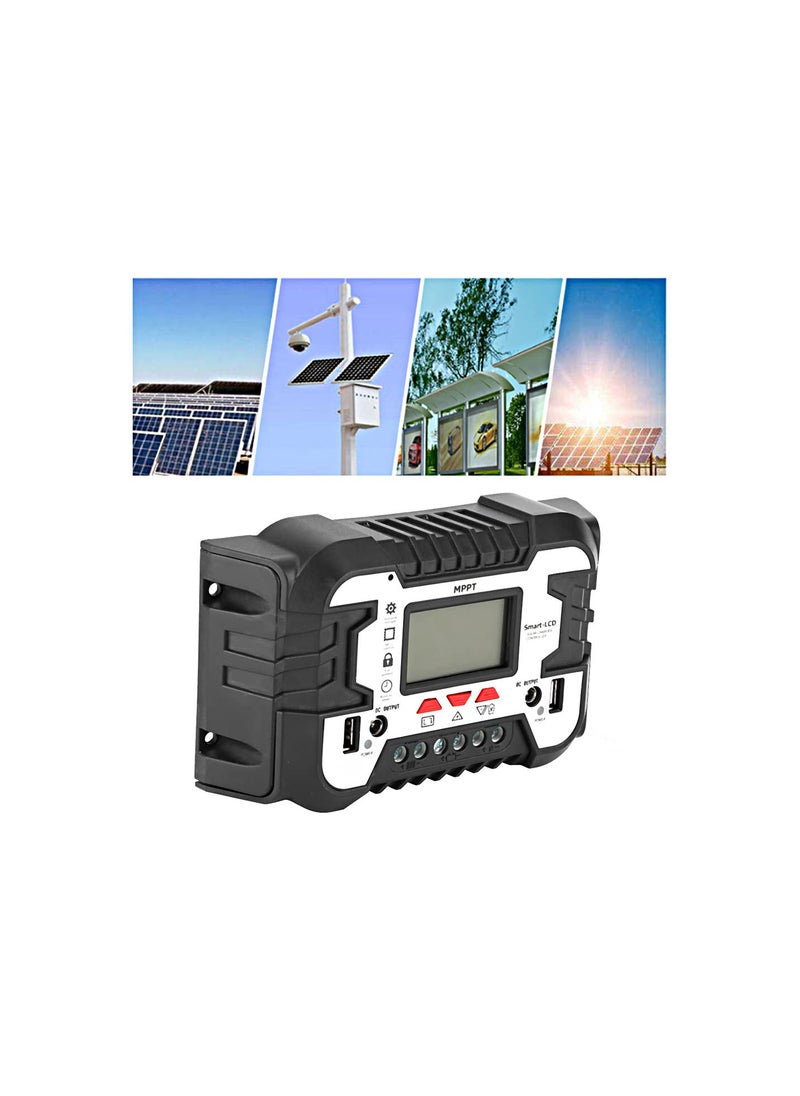 Solar Charge Controller, MPPT Dual USB LCD Display 2.4A 12V24V IP32 Waterproof(50A)