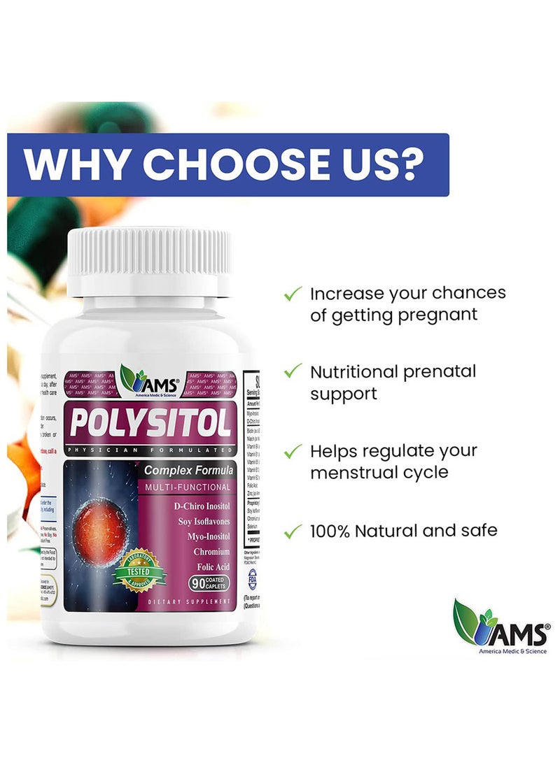 AMS Polysitol Caplet, Fertility Supplement For Women, Pack Of 90'S - Image 2
