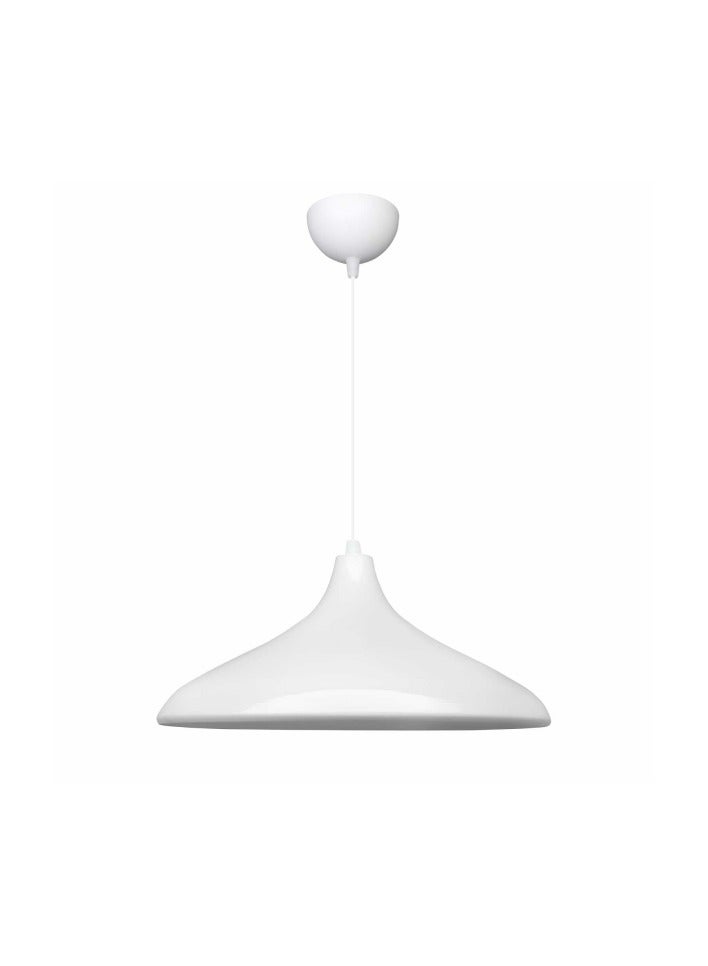 White Industrial Metal Pendant Light – Modern Ceiling Lamp for Home, Café & Restaurant – E27 Socket - Image 1