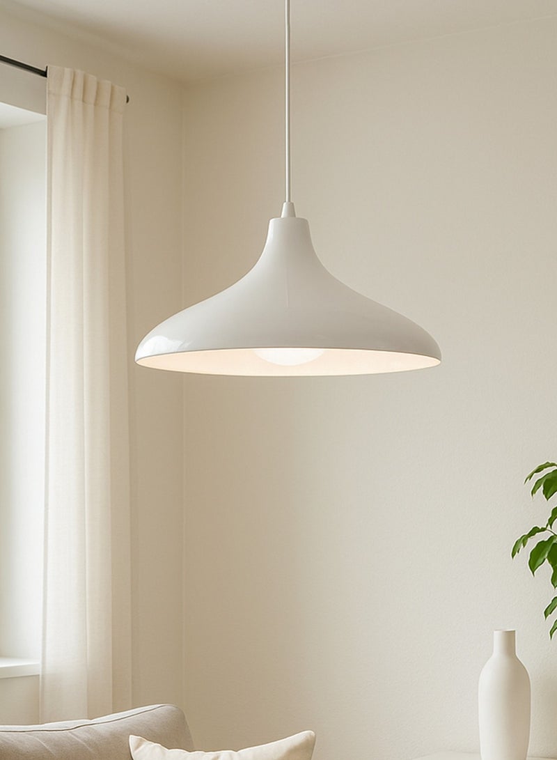 White Industrial Metal Pendant Light – Modern Ceiling Lamp for Home, Café & Restaurant – E27 Socket - Image 3