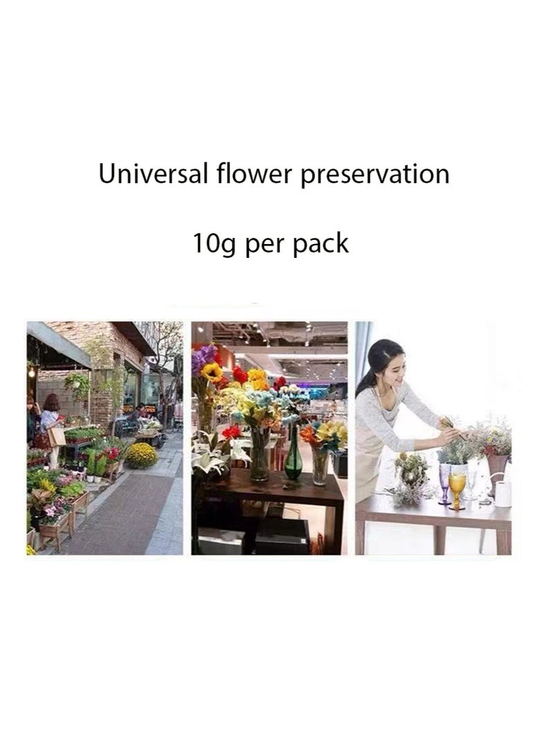 كريسال مادة حافظة للزهور عالمية، مناسبة لجميع أنواع الزهور، عبوات طعام شفافة للزهور لترتيبات الزهور والباقات، مستلزمات ترتيبات الزهور الطازجة، مادة حافظة للزهور ومحلول مغذي لإطالة عمر الزهور (10 جرام، 10 عبوات) - Image 3