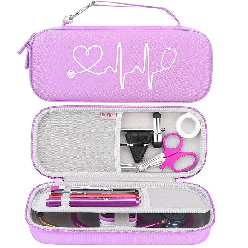 BOVKE Stethoscope Case for 3M Littmann Classic III Monitoring, Lightweight II S.E, Cardiology IV Diagnostic, MDF Acoustica Stethoscopes, Extra Room for Nurse Essentials and Medical Supplies, Purple