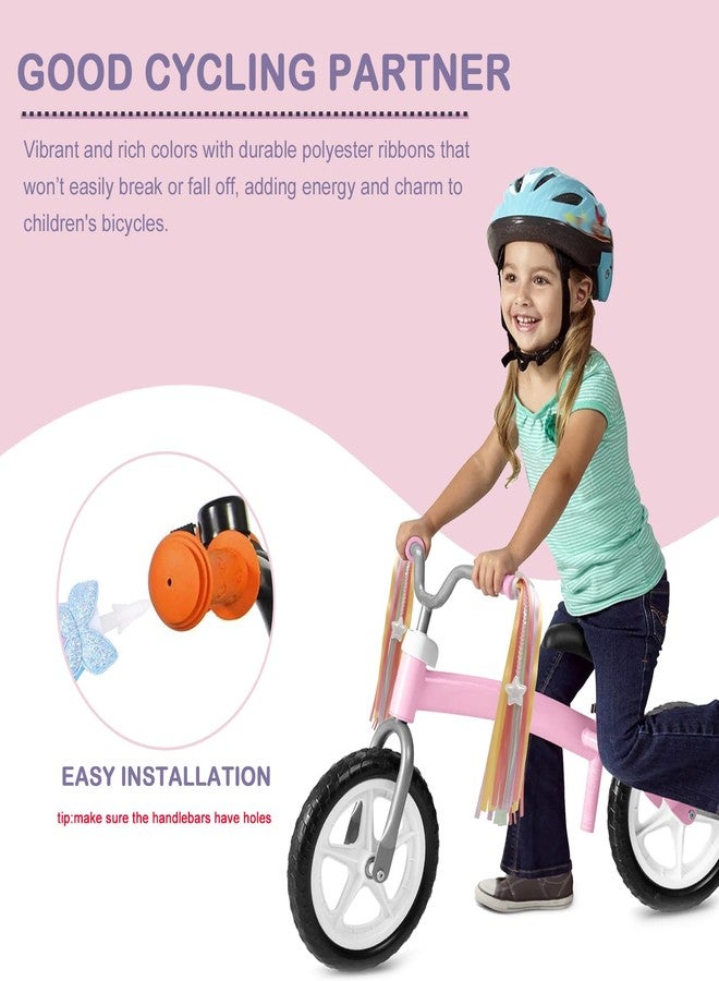 Vortika 1 Pair Bike Streamers, Kid's Bike Tassels, Bicycle Handlebar Streamers Colorful Ribbons, Bike Accessories for Girls Boys (Pastel Rainbow) - Image 2