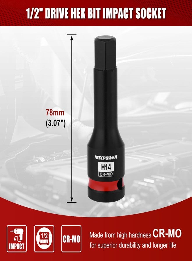 MIXPOWER 1/2" Drive 14mm Hex Impact Bit Socket, Allen Bit Socket, CR-MO Steel, Master Impact Hex Driver - Image 3