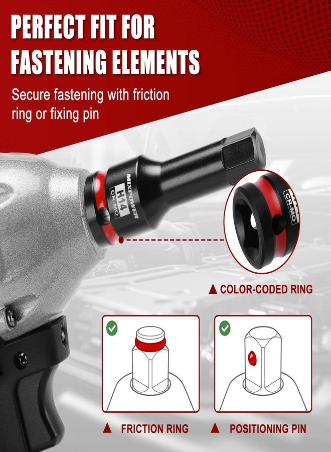 MIXPOWER 1/2" Drive 14mm Hex Impact Bit Socket, Allen Bit Socket, CR-MO Steel, Master Impact Hex Driver - Image 5