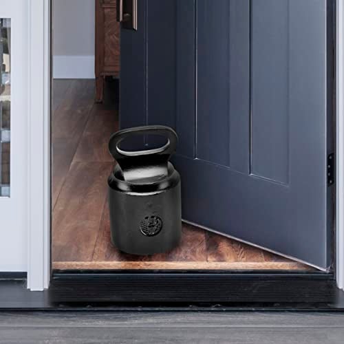 CRAFTSMAN ROAD Cast Iron Door Stop Decorative, Weighted Heavy Door Weight 7lb Antique Free Standing 7' x 4' Non Slip with Handle (Black) - Image 2