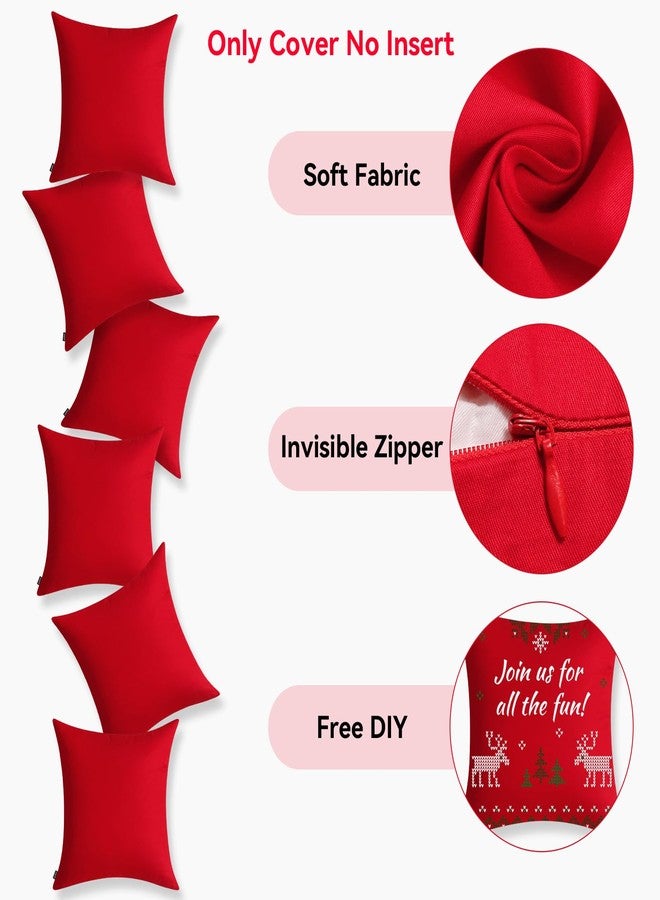 Coddsmz 6 Pack Decorative 100% Cotton Red Pillow Covers Square Cushion Cover Solid DIY Mother's Day Throw Pillowcase for Spring Home Sofa Bedroom,6 Pack-18" x 18"/45x45cm - Image 5