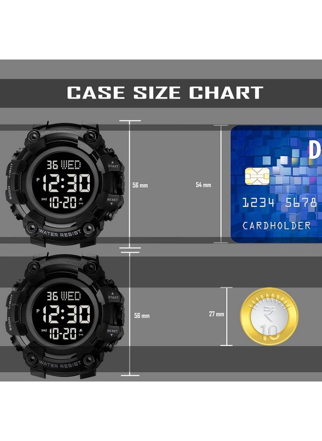 V2A - V2A Silicone Men Big And Bold Digital Analogue - Digital Sports Watch For Men With Dual Time Stopwatch Countown Timer 5 Atm Waterproof Digital Analogue, Black Dial,Multi-Color Band - Image 1