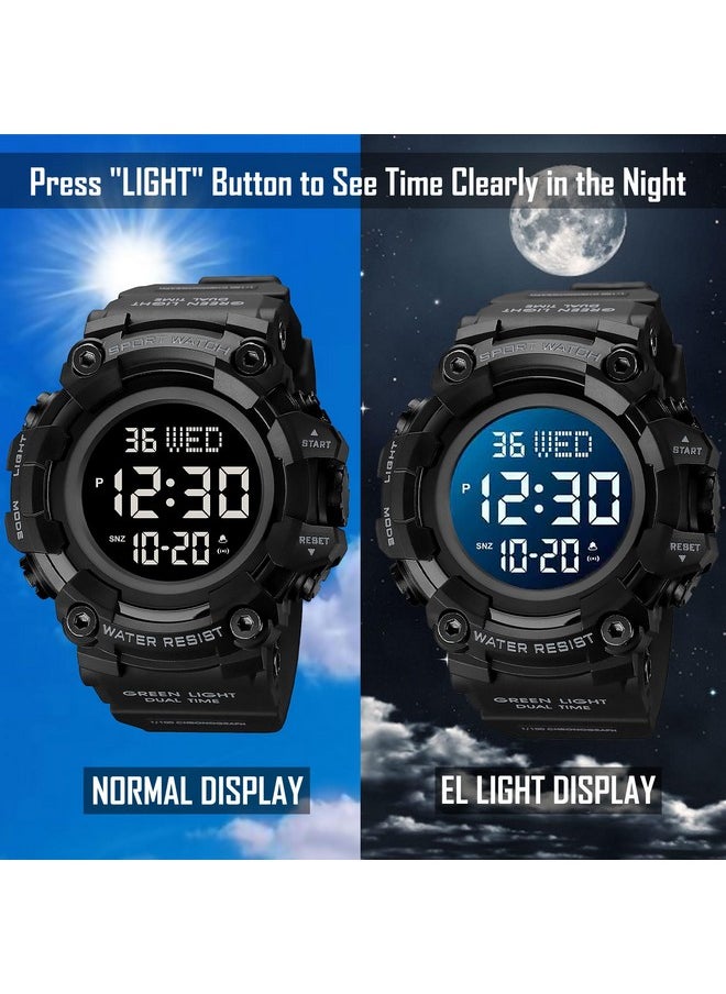 V2A - V2A Silicone Men Big And Bold Digital Analogue - Digital Sports Watch For Men With Dual Time Stopwatch Countown Timer 5 Atm Waterproof Digital Analogue, Black Dial,Multi-Color Band - Image 1