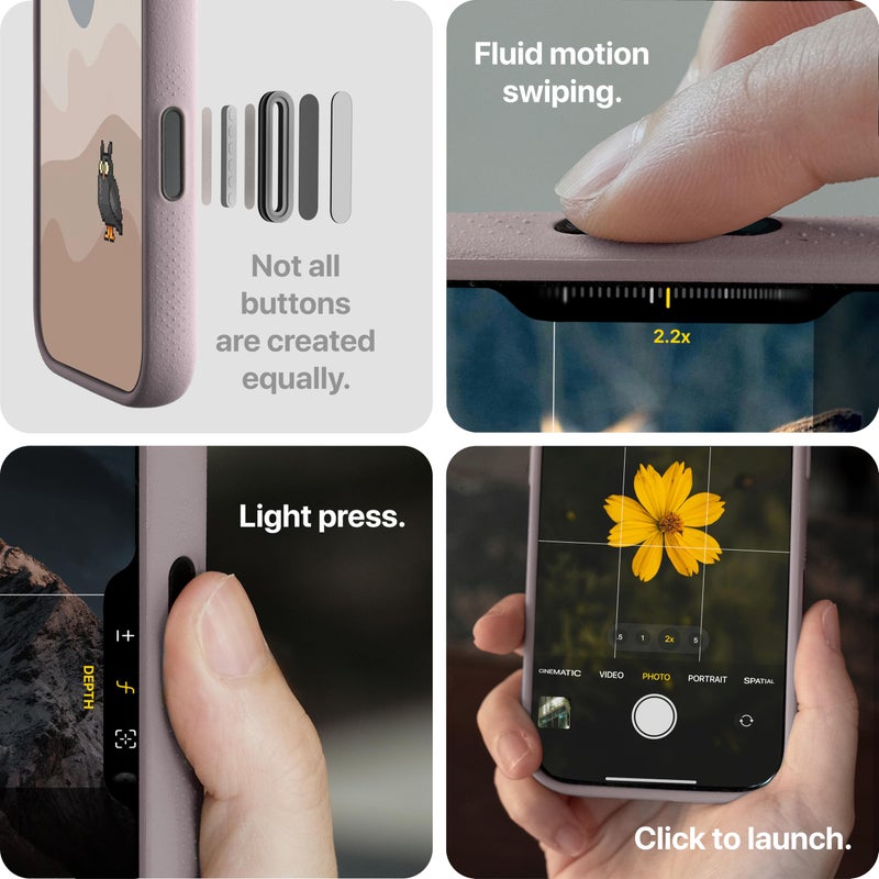 TineeOwl حافظة مغناطيسية TineeOwl لهاتف iPhone 16 Pro، زر التحكم في الكاميرا، متوافقة مع MagSafe، TPU، تصميم بسيط، نحيفة/رقيقة، قابضة - سلسلة Dune (لافندر غامق، iPhone 16 Pro) - Image 3