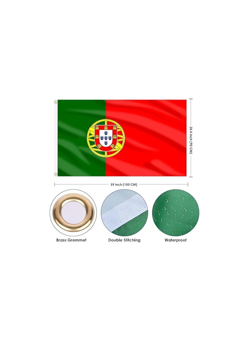 PRINTSHOP4ME Portugal Flag 3x5ft Outdoor or Indoor Flag for Sport Events and Home - Polyester - Size 90x150cm - Perfect for Sports Fan Flag  - Image 2
