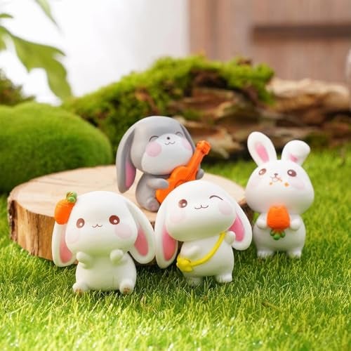 ascension 4 Pcs Rabbits Miniature Set for Home Decor Unique Gift,Home,Living Room,Office,Restaurant Decor,Showpiece,Perfect Valentine Decoration Items (Rabbits Miniature) - Image 4