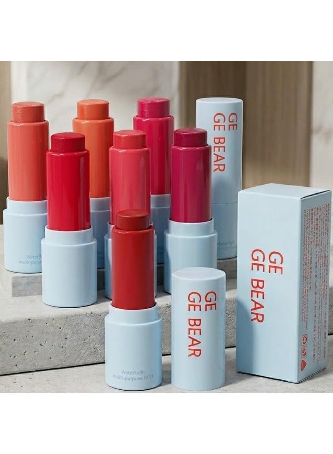 Gege Bear 2-in-1 Lip & Cheek Color Stick | Effortless Blend Full-Face Flush in Seconds | Smooth Glide-On Glossy Finish | Pigmented Shades Rose Pink & Peach Nude | Clean Water-Light Texture | Zero Greasy Feel | Perfect for Teen Girls & Women's On-the-Go Makeup Looks (02# Warm Cardam, 7g) - Image 1