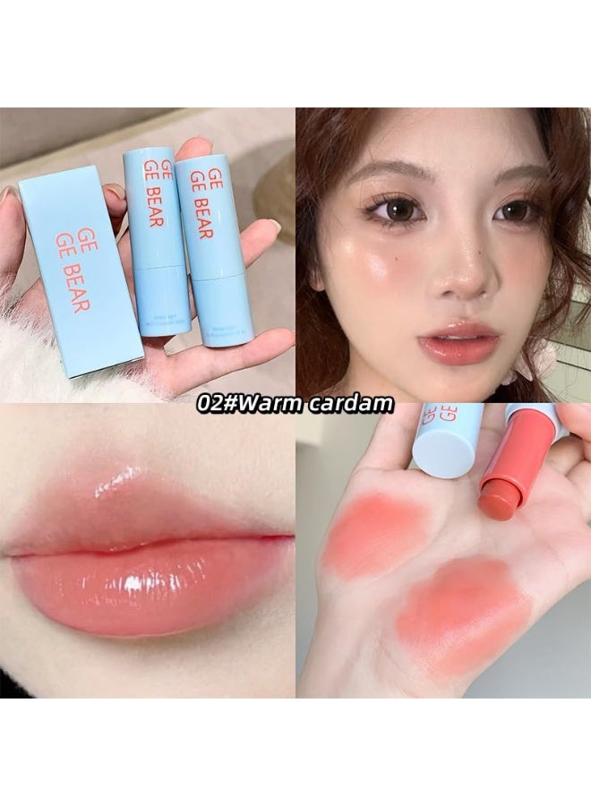 Gege Bear 2-in-1 Lip & Cheek Color Stick | Effortless Blend Full-Face Flush in Seconds | Smooth Glide-On Glossy Finish | Pigmented Shades Rose Pink & Peach Nude | Clean Water-Light Texture | Zero Greasy Feel | Perfect for Teen Girls & Women's On-the-Go Makeup Looks (02# Warm Cardam, 7g) - Image 2
