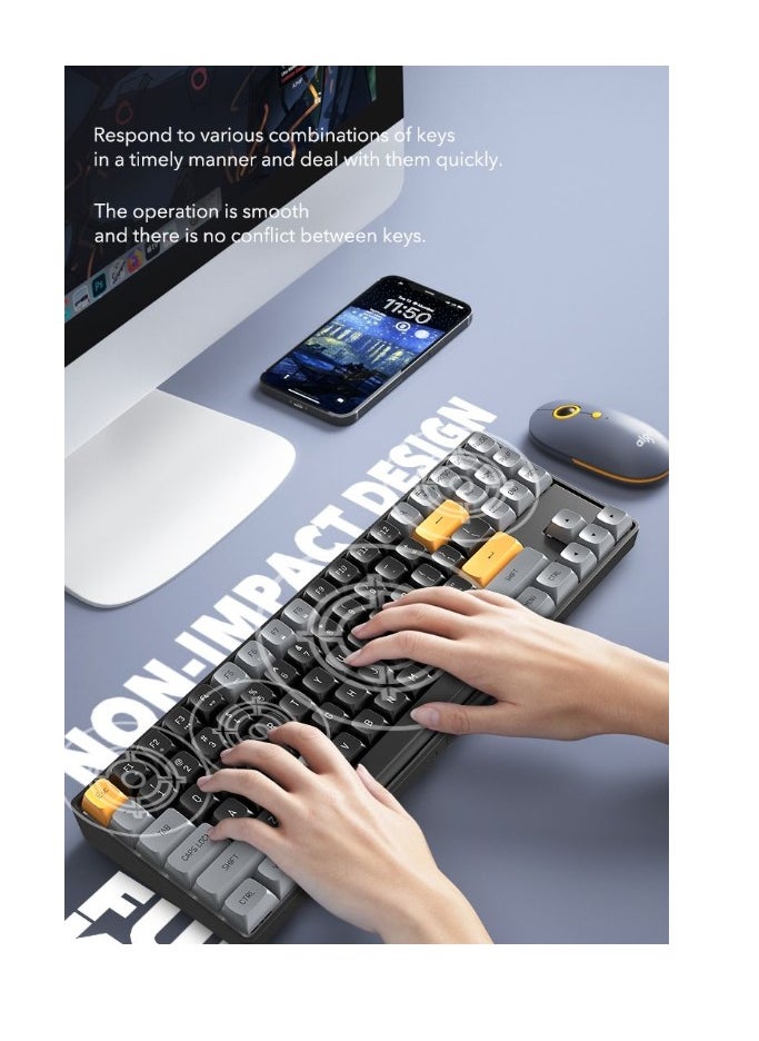 DarkFlash - Darkflash GD87 Wireless Mechanical Gaming Keyboard, 87 Keys Layout, All Anti-Ghosting Keys, Supports Hot Swappable, PBT Dual Colour Keycaps, 1200mAH Battery, Gaming Keyboard - Image 1