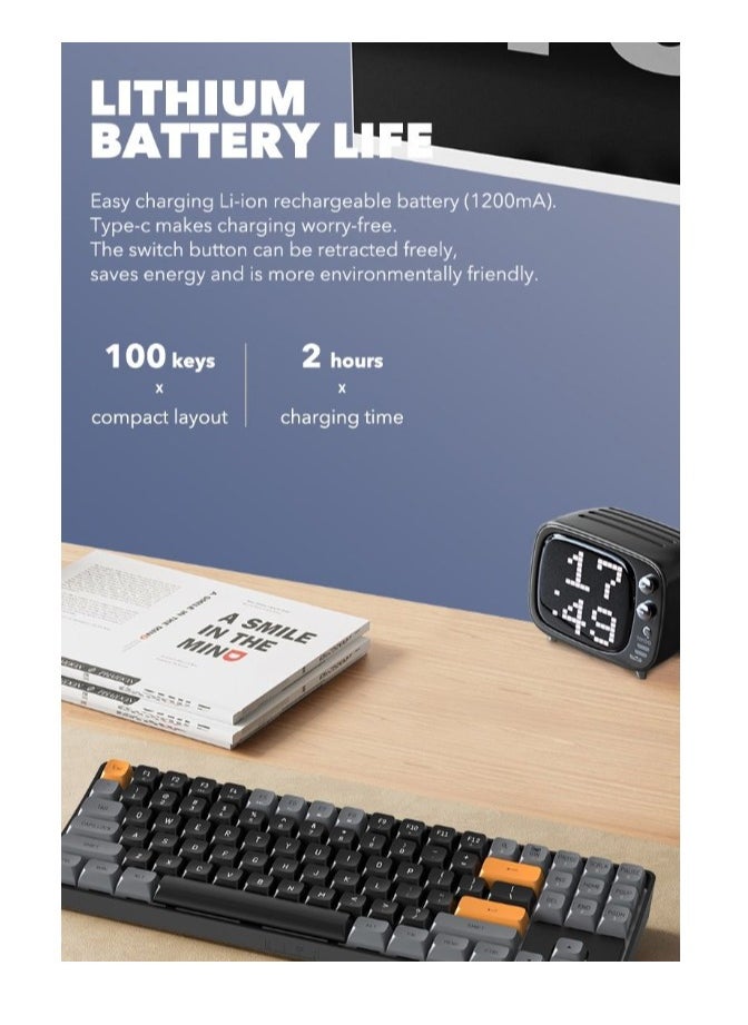DarkFlash - Darkflash GD87 Wireless Mechanical Gaming Keyboard, 87 Keys Layout, All Anti-Ghosting Keys, Supports Hot Swappable, PBT Dual Colour Keycaps, 1200mAH Battery, Gaming Keyboard - Image 1