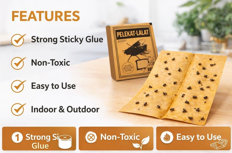 10 قطعة من ملصقات الذباب القوية، ورق ذباب عالي الكثافة، أداة طاردة للذباب في المنزل والمطاعم، لوحة مصيدة الذباب، مجموعة مكافحة الحشرات والبعوض في الأماكن المغلقة والمفتوحة - Image 2