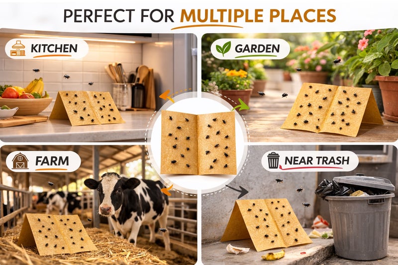 10 قطعة من ملصقات الذباب القوية، ورق ذباب عالي الكثافة، أداة طاردة للذباب في المنزل والمطاعم، لوحة مصيدة الذباب، مجموعة مكافحة الحشرات والبعوض في الأماكن المغلقة والمفتوحة - Image 5