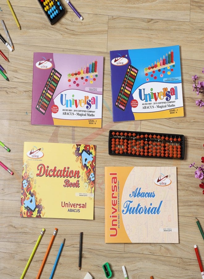 unikus Abacus Kit for kids containing 4 books & 1 Abacus Tool, Kit Abacus for Kids, Abacus kit including Level 1-A&B books, an Abacus Tutorial, Dictation Book, and 17 Rod Kids Abacus Tool, Abacus Kit - Image 1
