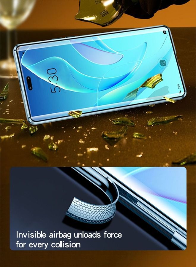 GROIC Magnetic Case for Honor 80 Pro 6.78", 360° Full Protection Absorption Metal Bumper Double Sided HD Clear Tempered Glass Phone Fingerprint Unlock - Image 3