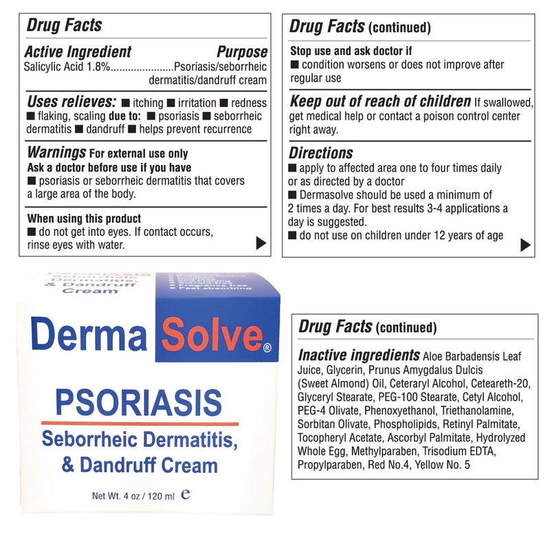 Dermasolve Psoriasis & Seborrheic Dermatitis Treatment Cream - Provides Intense Relief for Itchy, Flakey Skin and Advanced Moisturizing Prevents Future Flare-Ups 4.0 oz - Image 4