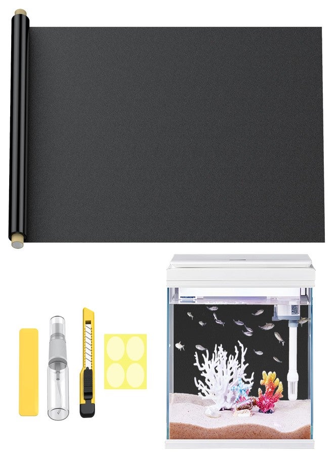 باوفلي خلفية حوض أسماك Pawfly Black، مقاس 32 × 16 بوصة، ورق جدران لاصق ثابت لحوض الأسماك، خلفية حوض أسماك من مادة PVC، خلفية سهلة التركيب لتزيين حوض الأسماك - Image 1