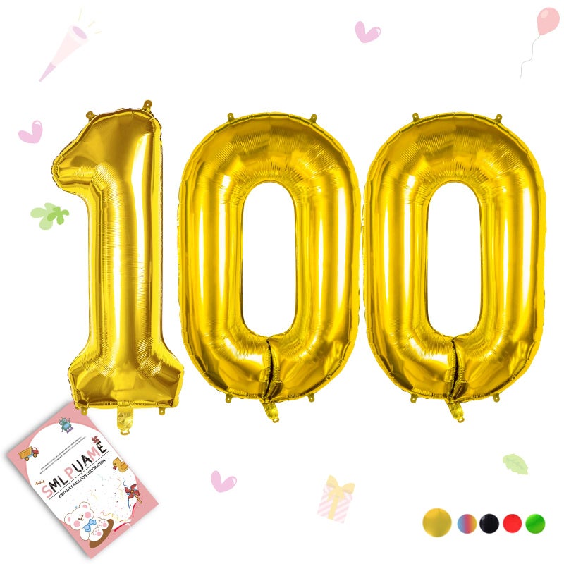 Smlpuame 40 inch Number Balloon 0-9 Gold Large Number 100 Balloons,Digital Balloons for Birthday Party Celebration Decorations Supplies, Helium Foil Number Balloons for Wedding Anniversary - Image 1