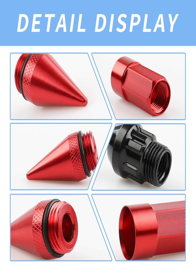 EZPROIT 20Pcs Anti Theft Spikes Extended Tuner Wheel/Rims Lug Nuts M12X1.5+Socket (Red) - Image 3