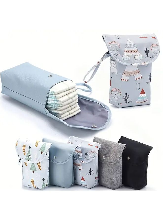 Blue Cat Cactus Print Diaper Storage Bag Spacious Zippered Wipe Case Easy Clean Portable Organizer - Image 2