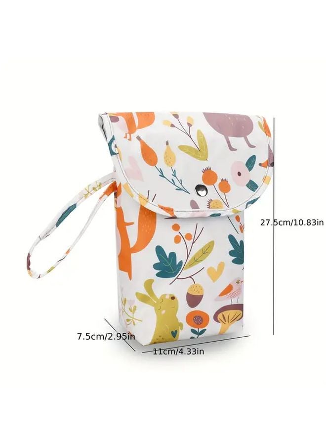 Blue Cat Cactus Print Diaper Storage Bag Spacious Zippered Wipe Case Easy Clean Portable Organizer - Image 3