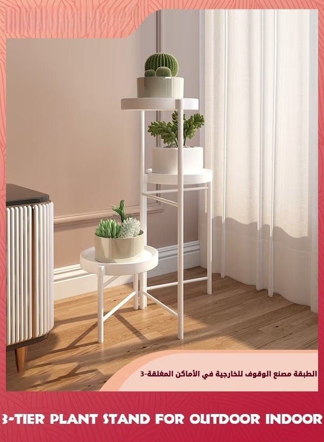 EETU 3-Tier Plant Stand For Outdoor Indoor,Tall Metal Plant Shelf Corner Flower Pot Stands,Multiple Planter Rack For Patio Balcony Living Room Office Tiered Plant Table,White - Image 1