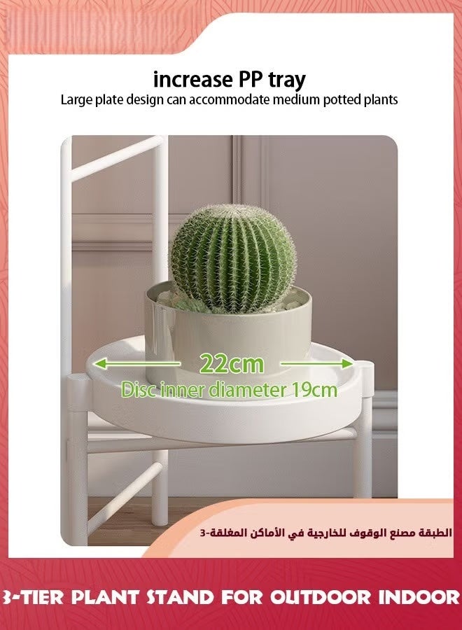 EETU 3-Tier Plant Stand For Outdoor Indoor,Tall Metal Plant Shelf Corner Flower Pot Stands,Multiple Planter Rack For Patio Balcony Living Room Office Tiered Plant Table,White - Image 4