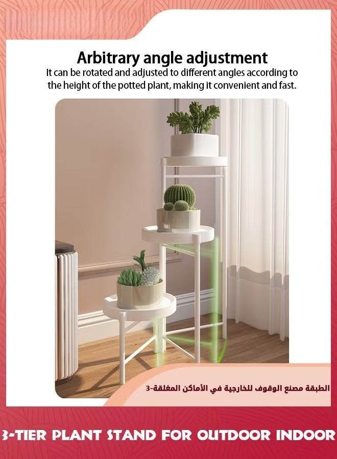 EETU 3-Tier Plant Stand For Outdoor Indoor,Tall Metal Plant Shelf Corner Flower Pot Stands,Multiple Planter Rack For Patio Balcony Living Room Office Tiered Plant Table,White - Image 5