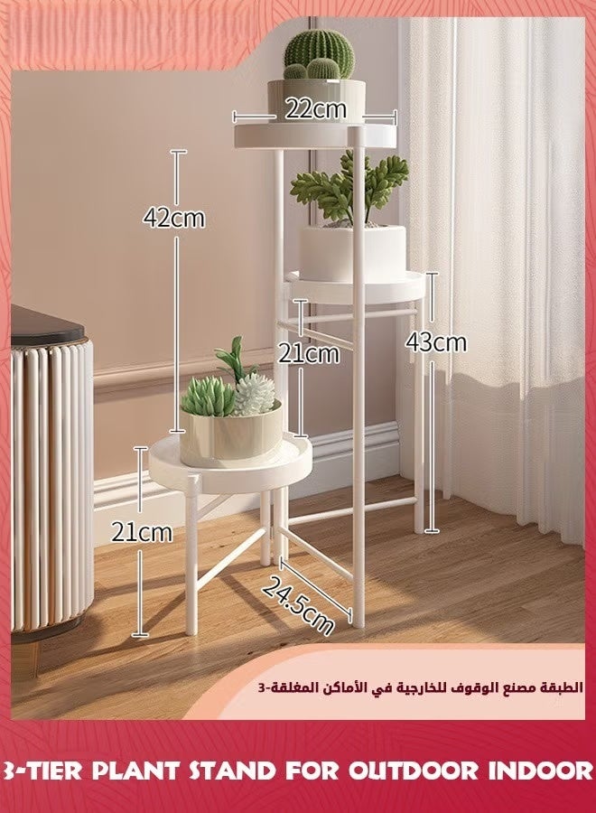 EETU 3-Tier Plant Stand For Outdoor Indoor,Tall Metal Plant Shelf Corner Flower Pot Stands,Multiple Planter Rack For Patio Balcony Living Room Office Tiered Plant Table,White - Image 2