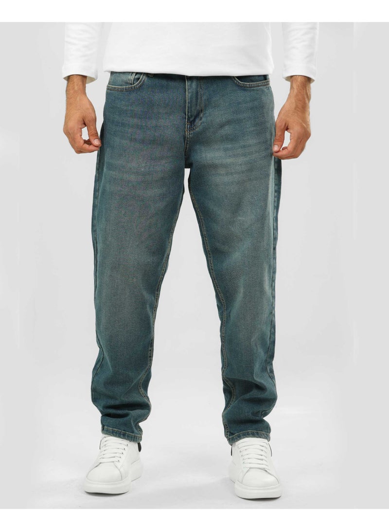 دوت بنطلون جينز بقصّة مريحة مع تأثير مغسول - Image 1