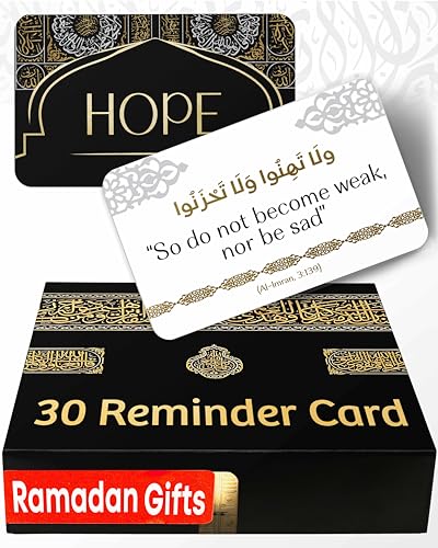 OLEEK eid gifts islamic quranic verses cards (30 Daily Reminders) - islamics gift for women - muslim gifts for men - eid decorations for home 2026 - ramadan dua cards - eids gift islamics decor - Image 1