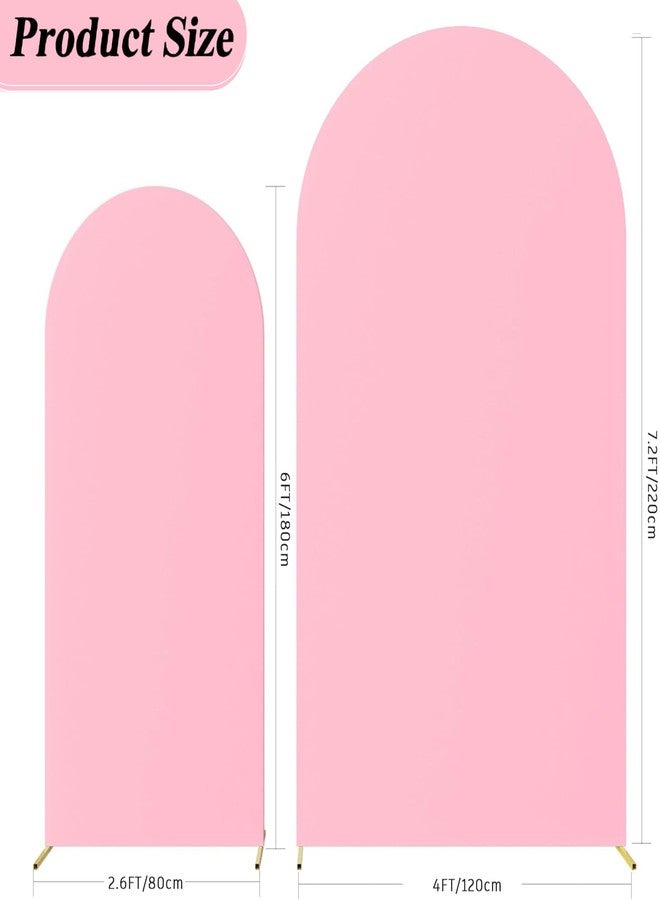 JCJ Arch Backdrop Cover 7.2FT 6FT, Pink Wedding Arch Stand Cover Set of 2 Stretchy Backdrop with Zipper Spandex Fitted Arch Cover for Birthday Party Decoration - Image 3