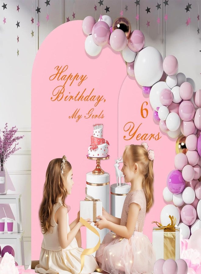 JCJ Arch Backdrop Cover 7.2FT 6FT, Pink Wedding Arch Stand Cover Set of 2 Stretchy Backdrop with Zipper Spandex Fitted Arch Cover for Birthday Party Decoration - Image 2