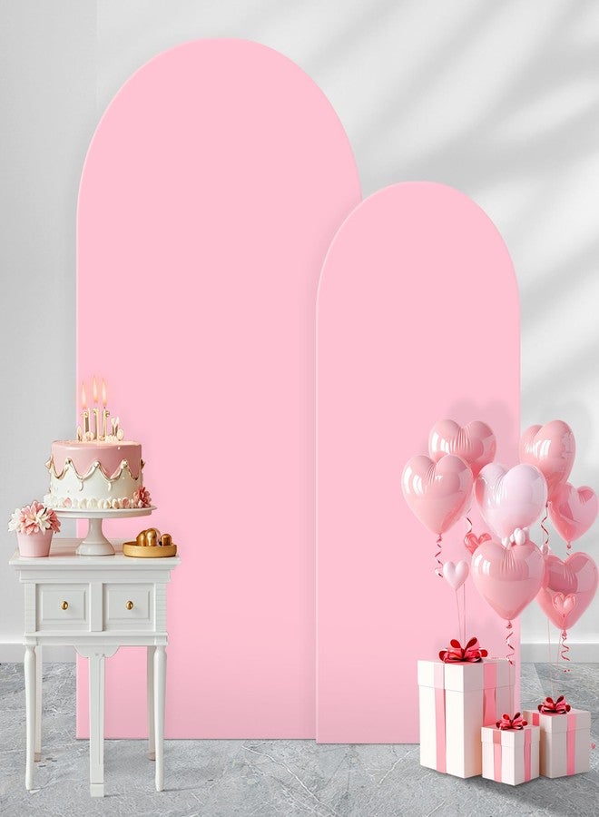 JCJ Arch Backdrop Cover 7.2FT 6FT, Pink Wedding Arch Stand Cover Set of 2 Stretchy Backdrop with Zipper Spandex Fitted Arch Cover for Birthday Party Decoration - Image 1