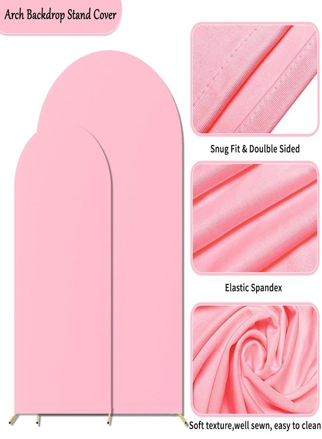 JCJ Arch Backdrop Cover 7.2FT 6FT, Pink Wedding Arch Stand Cover Set of 2 Stretchy Backdrop with Zipper Spandex Fitted Arch Cover for Birthday Party Decoration - Image 4