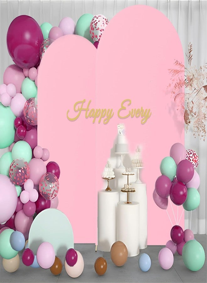 JCJ Arch Backdrop Cover 7.2FT 6FT, Pink Wedding Arch Stand Cover Set of 2 Stretchy Backdrop with Zipper Spandex Fitted Arch Cover for Birthday Party Decoration - Image 5
