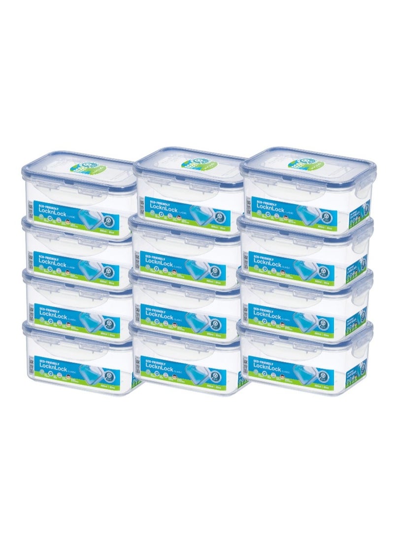 حاويات تخزين LocknLock وحاويات تخزين الطعام، سعة 600 مل، محكمة الإغلاق ومقاومة للماء، حاويات تخزين مع إغلاق بنقرة 4 اتجاهات، مجموعة من 12