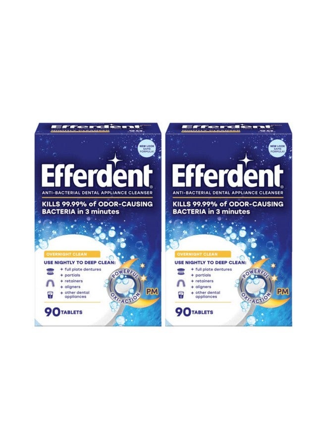 Efferdent PM Overnight Anti-Bacterial Denture Cleanser Tablets 90 ea (Pack of 2) - Image 1