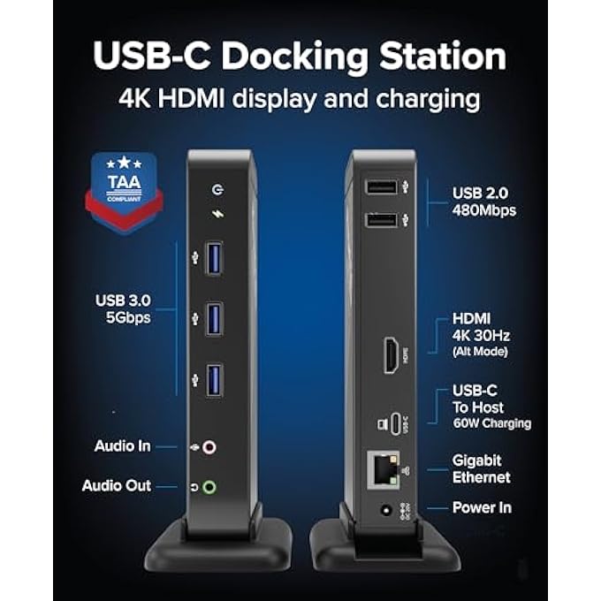 Plugable USB C DOCK WITH CHARGING COMPATIBLE WITH THUNDERBOLT 3 AND USB-C MACBOOKS AND SPECIFIC WINDOWS, CHROMEBOOK, LINUX SYSTEMS - Image 2