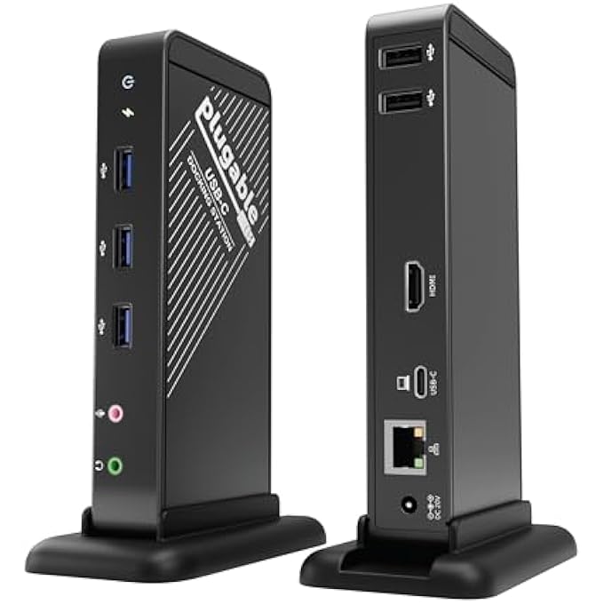Plugable USB C DOCK WITH CHARGING COMPATIBLE WITH THUNDERBOLT 3 AND USB-C MACBOOKS AND SPECIFIC WINDOWS, CHROMEBOOK, LINUX SYSTEMS - Image 1